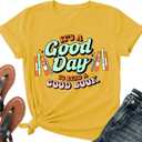 It's a Good Day to Read a Good Book Shirt Women-Cute Librarian Read Short Sleeve Book Lovers Tee Tops (Yellow, L)