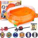COCOFOX Battling Top Burst Toy Set, 6 Battling Tops 2 Launchers and 1 Stadium, Toys for 6 Year Old Boys & Girls & UpOrange