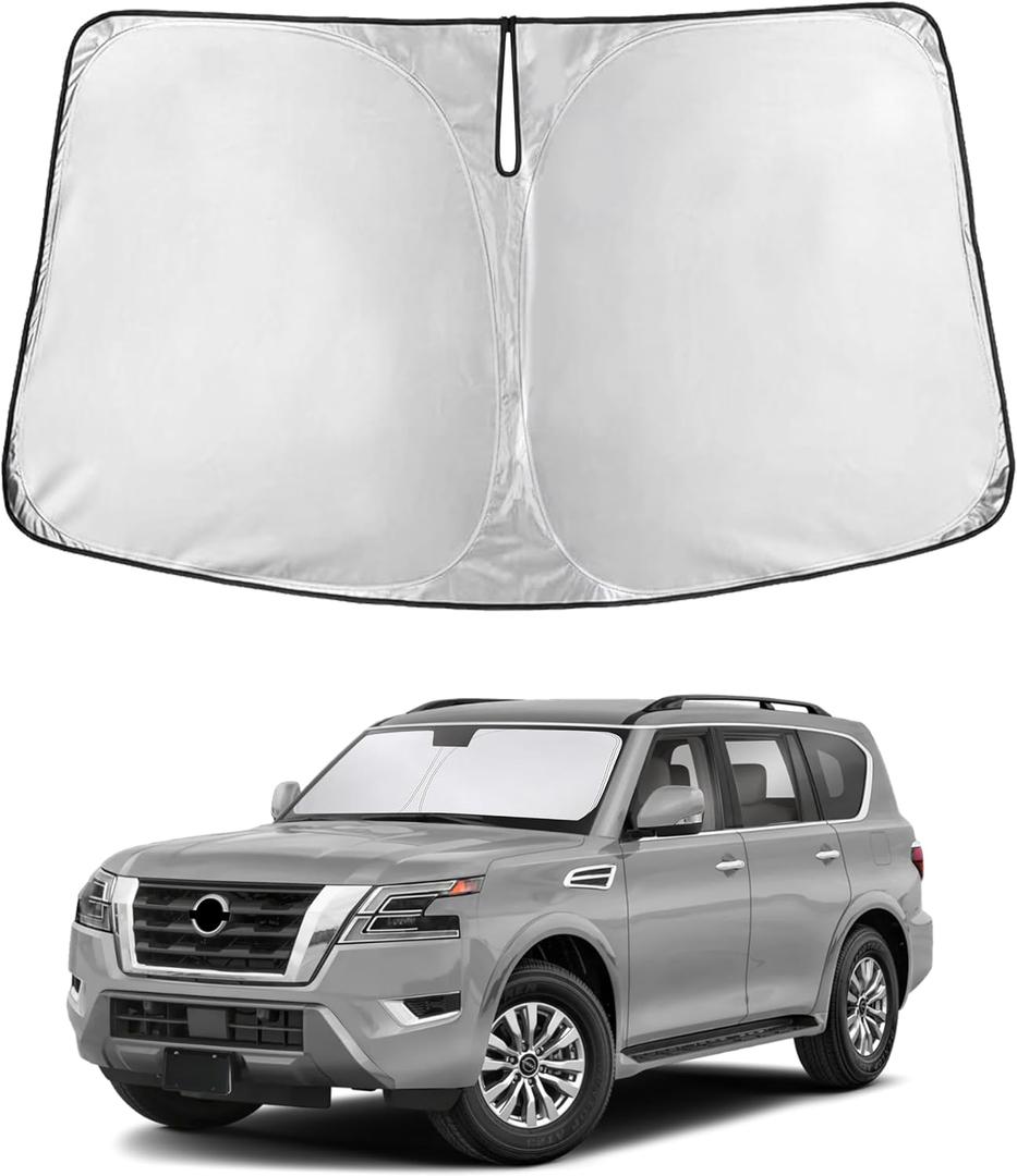 EcoNour Windshield Sunshade Compatible for Nissan Armada 2017-2023 2024 | Sun Visor for Front Windshield & Window Sun Shade Cover, UV Heat Blocker & Protector, Car Accessories