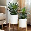 2 Vase With 2 3-Leg Planter Gold Small and Big