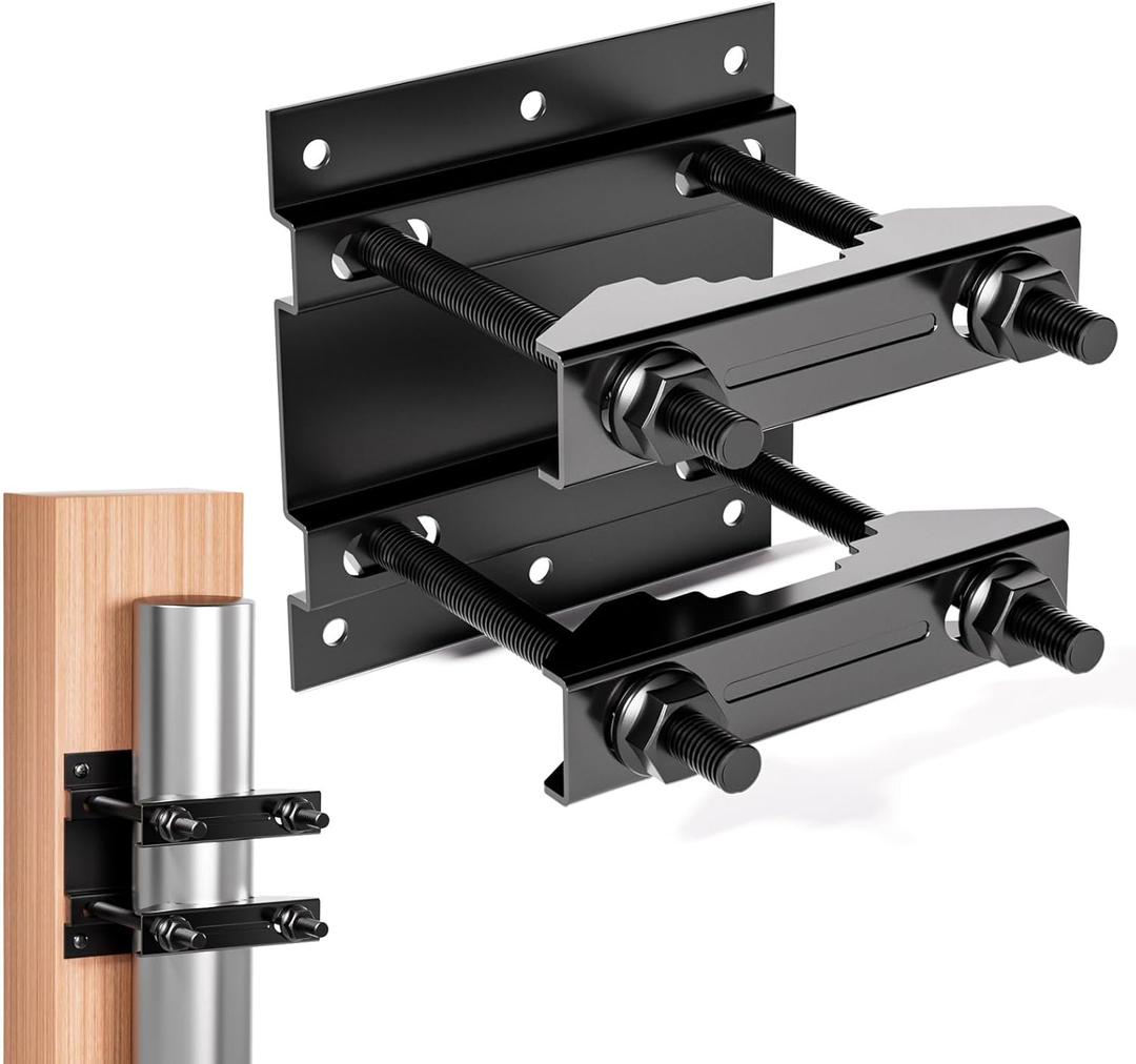 1 Pack Pole Mounting Kit, Mast Mount Brackets for Outside Antenna, Street Sign Mounting Hardware for Light Poles, Outdoor Security Camera Bracket, Side Mount Flag Pole Holder