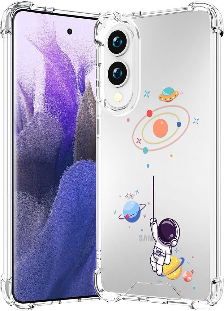 Compatible for Samsung Galaxy S25 Edge Case Clear Cute for Women - Rugged Phone Cases Funda Protector Cover Skin (Blue Planets Galaxy Astronaut)