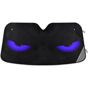 Blue Evil Eyes Windshield Sun Shade - Foldable Car Front Window Sunshades for Most Sedans SUV Truck, Blocks UV Rays and Keeps Your Vehicle Cool (55*27.6inch)