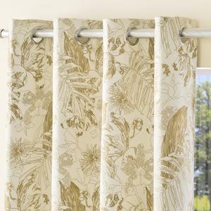 Monstera Printed Blackout Curtains for Livingroom Bedroom Grommet Thermal Insulated Room Darkening Window Drapes with Black Liner, Set of 2 Panels, 52x63 Inch