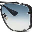 Gtand Fashion Oversized Square Aviator Gradient Sunglasses For Men Vintage Metal Side Shield Steampunk Sun Glasses 64mm (C7 Black Frame/Gradient Blue Lens)