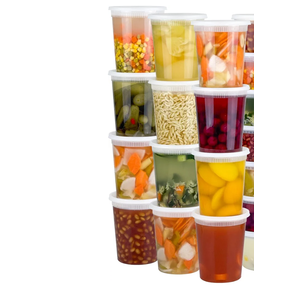 Dipoo 60 Sets (120-Piece) Deli Containers with Lids, 32/16/8 oz X 20 Set Each, Leak-Proof & BPA Free Airtight Takeout Plastic Food Storage Containers for Soup, Freezer/Microwave/Dishwasher Safe