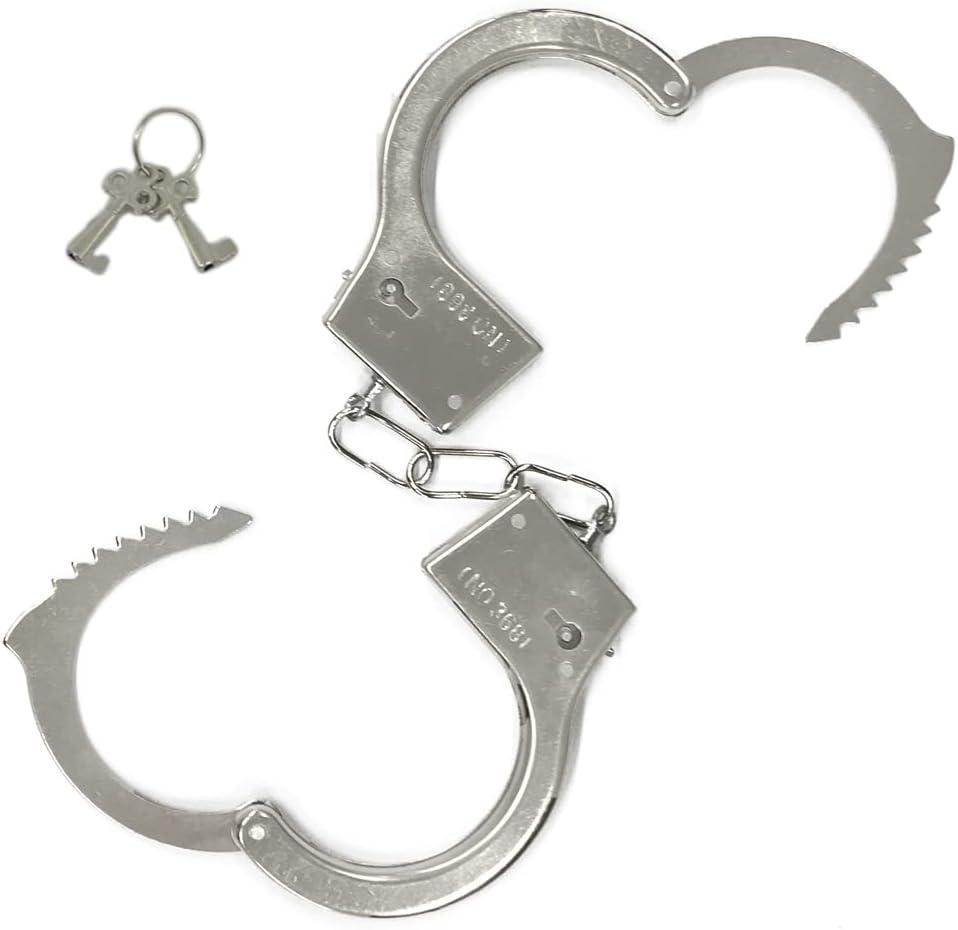 NOVELTY GIANT WWW.NOVELTYGIANT.COM Western Handcuffs Role Play Police Cowboy Sheriff Costume Accessory Toys Includes Two Keys with Safety Quick Release