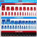 62 Pcs (50+12pcs) Thread Checker & Drill Checker, Nut and Bolt Threads Checkers, 27 Inch & 23 Metric Thread Gauge & 12 Drill Gauge Kit, nut Bolt Size Finder Checkers box for Quickly Identify
