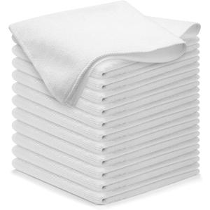 USANOOKS Microfiber Cleaning Cloth - White - 12Pcs (12.5x12.5 inch) High Performance - 1200 Washes, Ultra Absorbent Car Towel Traps Grime & Liquid for Streak-Free Mirror Shine - Car Washing Cloth