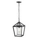 Emliviar 17 Inch Outdoor Pendant Light, Exterior Hanging Light in Oil Rubbed Bronze Finish with Seeded Glass, YE19109H ORB