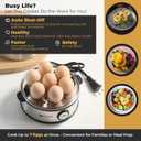 Annie & Mia Design Electric Egg Cooker, All Stainless Steel 7 Egg Capacity egg boiler, 360W, Hard, Medium, Soft Boiled Egg Poacher, egg steamer, Multi-function, Auto Shut-Off Function, BPA-free