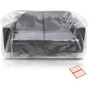 Plastic Furniture Covers for Moving - Heavy-Duty Loveseat Cover for Love Seat, Bench and Large Items, Clear Bags for Renovation, Wrap or Storage - Extra Large Bag Open Size 68 x 42 x 62 Inch