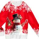 Christmas Sweatshirts for Women:Funny Snowman Printing Xmas Holiday Crewneck Long Sleeve Pullover Top (L)