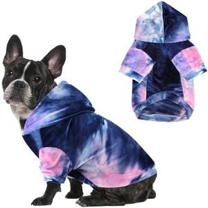 Mklhgty Tie Dye Dog Hoodie Puppy Sweater Sweatshirt, Cold Weather Coat Pet Clothes for Dog Cat, XXL, Blue