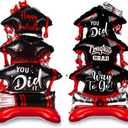Jenaai 2 Pcs 37" Red and Black Graduation Caps Foil Balloons Giant Self Standing Congrats Grad Diploma You Did It Theme Balloons for Class of 2026 Graduation Party Decoration Supplies