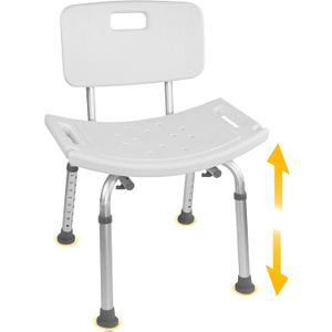 FSA/HSA Eligible, Vaunn Tool-Free Assembly Adjustable Shower Chair Spa Bathtub Seat Bench with Removable Back