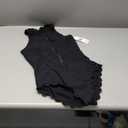 Charmo Scalloped Ribbed One Piece Swimsuit Zipper Racerback Bathing Suit Athletic Swimwear, Size Small, Black