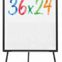 OLIXIS 36" x 24" Magnetic White Board with Stand, Standing Dry Erase Board, Whiteboard with 1 Dry Eraser & 2 Multicolor Markers & 4 Magnetic Pins, Aluminium Frame for Home, School, Office, Black