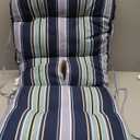 Arden Plush Modern Tufted Rocking Chair Cushion, 21.5 x 19, Rain-Proof, Fade Resistant, Tufted Cushions for Rocking and Adirondack Chairs Sapphire Aurora Blue Stripe