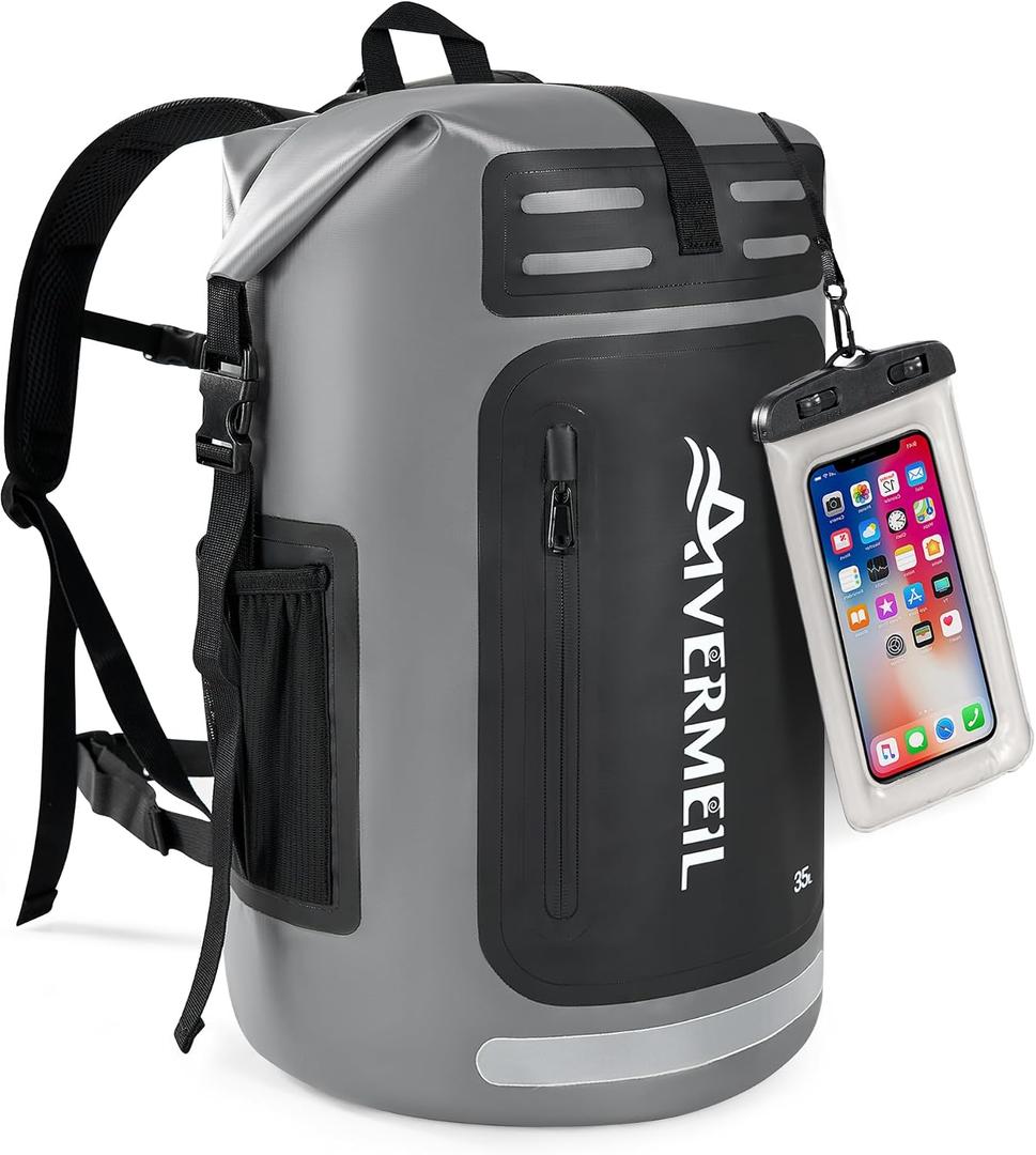 Waterproof Dry Bag with Waterproof Phone Case Grey, 35L