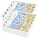 Joyoldelf Sock Organizer Drawer Organizer - 2 Packs Underwear Organizer, 48 Cells Collapsible Closet Organizers and Storage Sock Holders Organizers for Storing Socks, Ties, Belts(White)