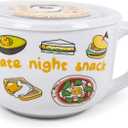 Silver Buffalo Sanrio Gudetama Burp Late Night Snack Lazy Egg Ceramic Soup Mug with Vented Plastic Lid, 24 Ounces