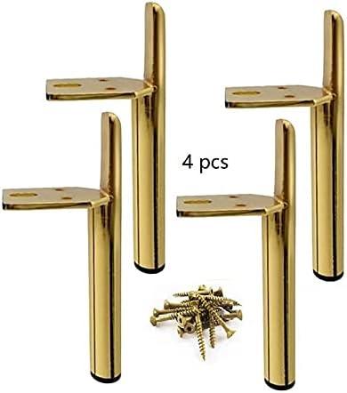 Metal Furniture Legs Gold Heavy Duty Foot with Rubber Pads for Coffee Table Bench Couch Dresser Desk TV Cabinet Cupboard Replacement DIY Support Feet Set of 4 (Size : 5 inch/13cm)