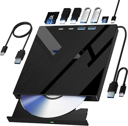 Wbacon External CD/DVD Drive for Laptop, 7 in 1 USB 3.0 Optical Disk Drive
Portable CD/DVD Player Burner Reader Writer, CD DVD +/-RW Disk Drive for Laptop Desktop PC Windows 11/10/8/7/XP Mac Linux