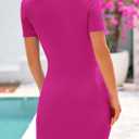 PRETTYGARDEN Work Dresses for Women 2025 Summer Business Casual Short Sleeve Formal Sweater Sheath Dress (Pink, S)
