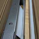 Cumbor 29.243" Baby Gate for Stairs, Wall-Mounted (Drill Required), Expandable No Bottom Bar Dog Gate, Auto Close Extra Wide Walk Thru, Pet & Toddler Proof Gate, Top & Bottom of Stairways (Brown)