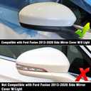 Compatible with Ford Fusion Side Mirror Cover Cap 2013 2014 2015 2016 2017 2018 2019 2020, Passenger Side Mirror Caps Replacement W/O Light, Clip-on Replace for FS7Z-17682-B Pearl White- Right