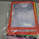 30 Packs Oversized Dry Erase Pockets Sleeves - 10 Assorted Colors with 2 Binder Rings - Dry Erase Sheets Reusable - 10x14 Ticket Holders - Clear Plastic Sheet Protectors for Classroom Teacher Supplies