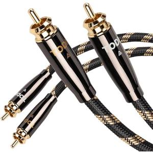 TODN Audiophile RCA Cables HiFi RCA Audio Cable with OCC-Core, Dual Shielded for Home Stereo System (1.64ft/0.5m, 1 Pair)