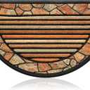 Extra Durable, Superior Absorption, Front Door Mat for Outdoor & Indoor - Welcome Mat for Entryway, Entrance, Patio, Porch - Waterproof, Non-Slip Backing, Coarse Fibers (Semicircle Mosaico,18x30)
