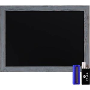 Rustic Grey Magnetic Wall Chalkboard, Large Size 18" x 24", Framed Chalkboard - Decorative Magnet Board Great for Kitchen Decor, Weddings, Restaurant Menus and More!  (18" x 24")