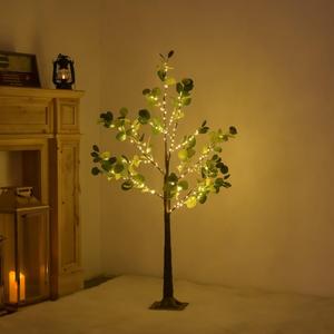 4FT Lighted Eucalyptus Tree with 180 Warm White LED Lights for Wedding Halloween Christmas Holiday Home Party Decoration- Waterproof - Ideal for Indoor and Outdoor Decoration (4FT)