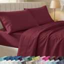 CALIFORNIA DESIGN DEN Soft 100% Cotton King Size Bed Sheets Set, 400 Thread Count Good Housekeeping Award Winner, Silky Smooth Sateen Weave with Deep Pockets, Durable King Bed Sheet Set - Burgundy Red