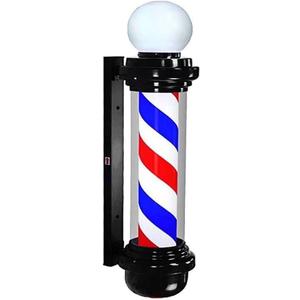 35-inch Barber Pole Red White Blue Stripes with LED Light, Traditional Barber Pole Outside Barber Shop Rotating Light Sign Light Box Rainproof Hairdressing Salon Save Energy Wall Lamp