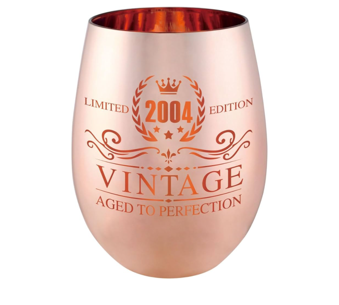 22 nd birthday gifts for her - Vintage 2004 Wine Glass - Birthday Decorations For Women, Funny 21 Bday Gifts Idea For Women, Friends, Daughter, Sister