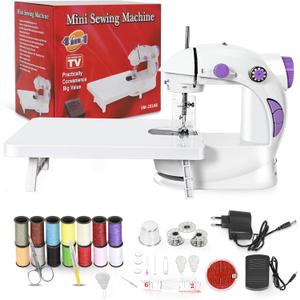EASYBERG Mini Sewing Machine for Beginners, Dual Speed Easy Automatic Sewing Machine with Expansion Table, Sewing Tool and Needle Shield Suitable for Family and Travel