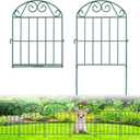 ADAVIN 10 Panels Collapsible Garden Fence Animal Barrier,10 Ft(L) x 24 in(H) Green Rustproof Metal Wire Panel Border for Dogs Rabbits, Flower Edging for Landscape Patio Yard Outdoor Decor, Arched