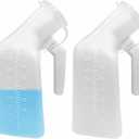 Thick Firm Male Urinal Urine Bottle with Lid 32oz./1000mL (White)pack of 2,
