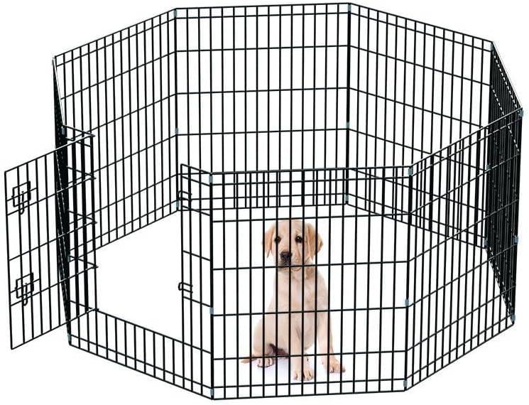 Dog Fence Outdoor inchdoor Dog Playpen 32.3" Height 6 Panels Metal Puppy Playpen for Small Dogs