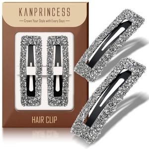 Rhinestone and Crystal Hair Clips 2-Pack, Sparkly Barrettes & Elegant Bling Accessories for Women & Girls(Set9)