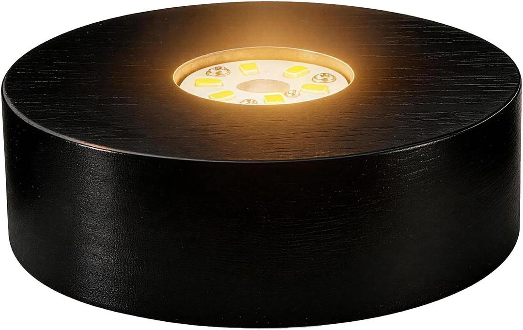 Battery Power LED Light Base for Crystal Decor,Warm Light,4 inch