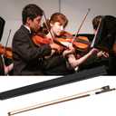 Brazilwood Ebony Frog Violin Bow, Professional 4/4 Full Size Ebony Wood Frog Violin Arbor with Case and Maple Bridge,Well Balance Fiddle Bow with Sheepskin Grip White Horse Hair for Student Adult