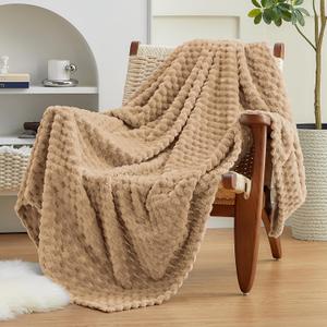EXQ Home Fleece Throw Blanket for Couch or Bed - 3D Imitation Turtle Shell Jacquard Decorative Blankets - Cozy Soft Lightweight Fuzzy Flannel Blanket Suitable for All Seasons(50"x60",Brown)