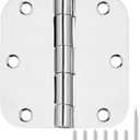 12 Pack Rounded Door Hinges 3.5 Inch 5/8" Radius Polished Chrome Hinges for Interior Doors Bedroom House Standard 3 1/2 Inch Door Hinges Hardware Bulk Hinge Wooden Door Parts Home Upgrades Decor