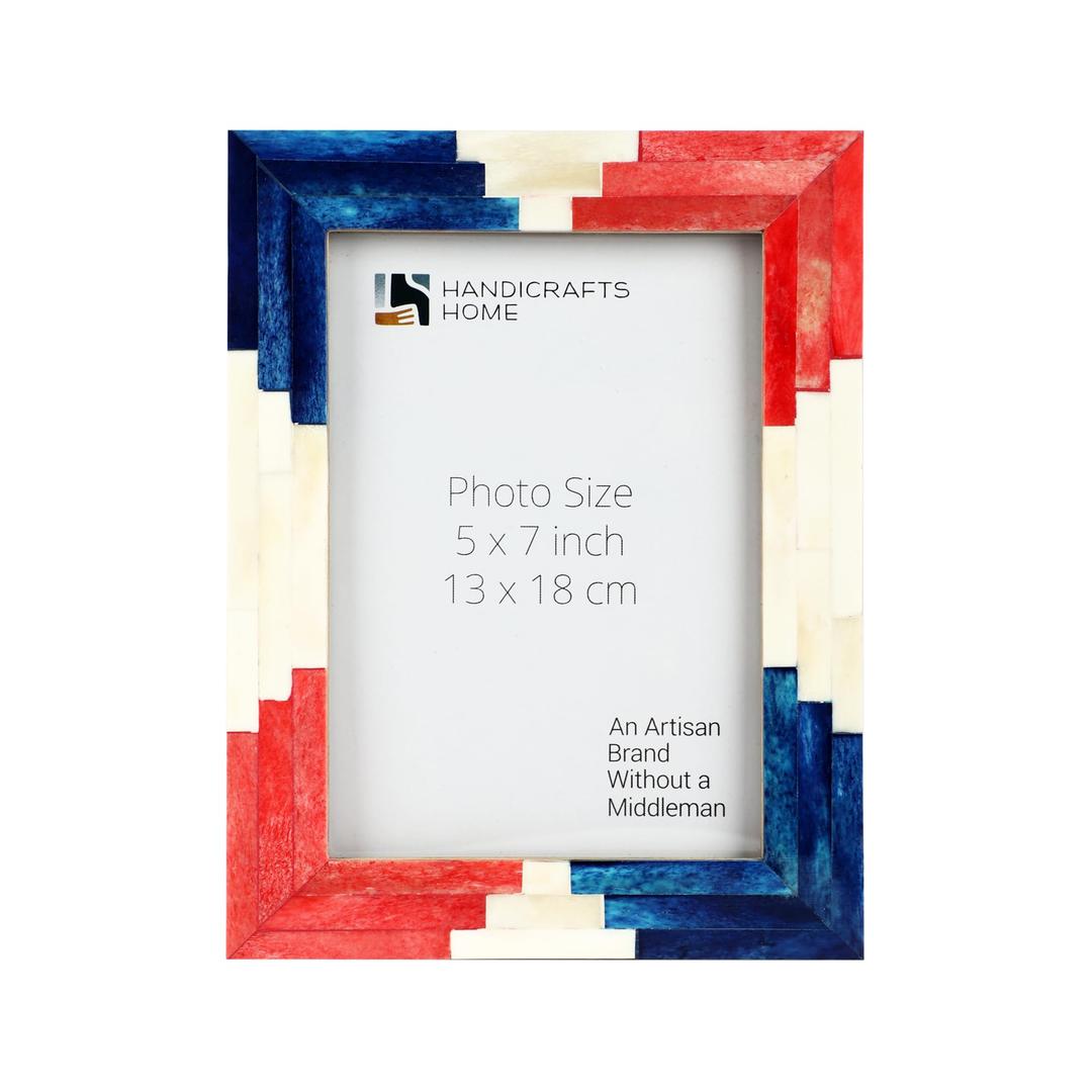 Handicrafts Home Handmade Bone Inlay Modern Blue & White Picture Frame, 6x4