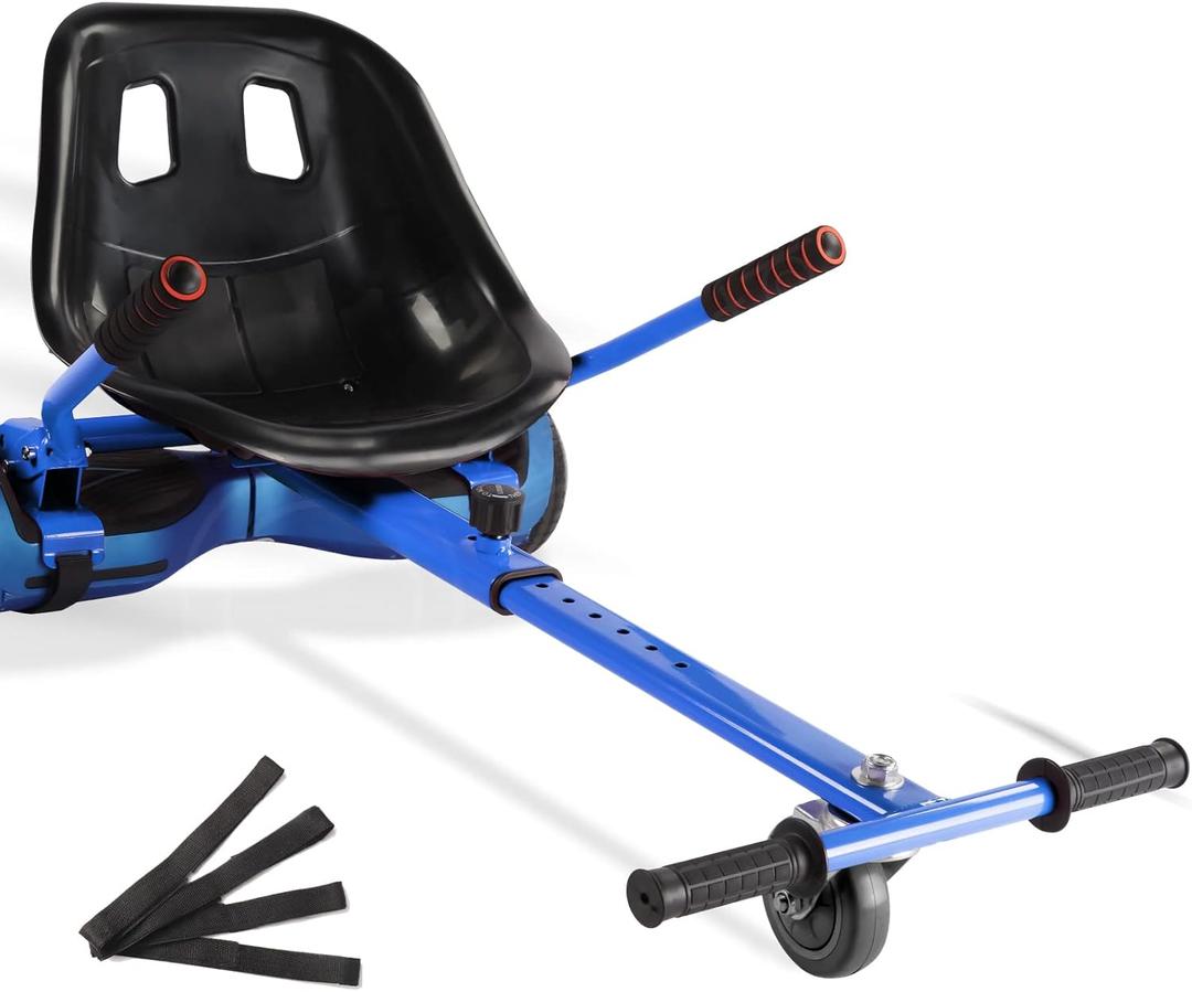 Hoverboard Seat Attachment 265lbs Capacity, 26"-34.5" Adjustable Length Hover Board Go Kart Accessory w/Comfortable&Sturdy Seat,Go Cart Compatible with 6.5 8 10 Hoverboard,Kids Adults (blue)